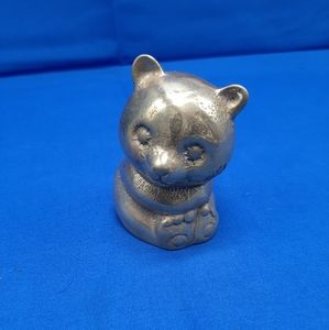 Vintage Brass Cast Teddy Bear 3" Figurine